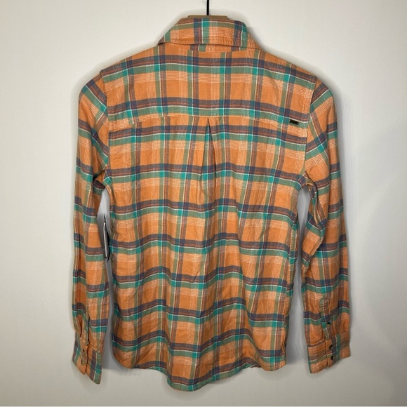 *NWT* O’Neill Nash Flannel Standard Fit Shirt, Sz XS, Peach/Orange, Green, Plaid - Picture 6 of 11